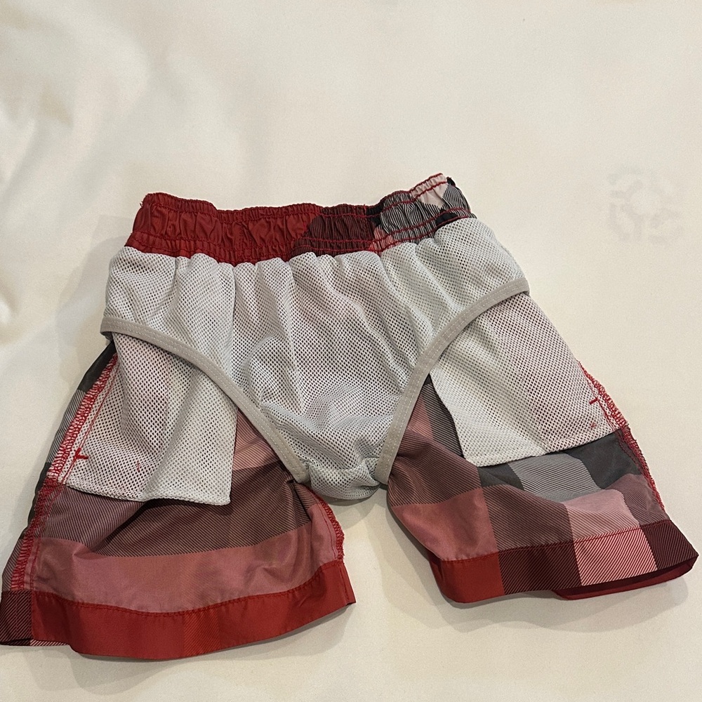 Burberry Kids Swim Trunks - Red, Black, White Check - Picture 5 of 7